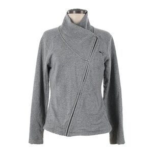 Puma Heather Gray Asymmetrical Athleisure Moto Zip-Up Jacket Size M